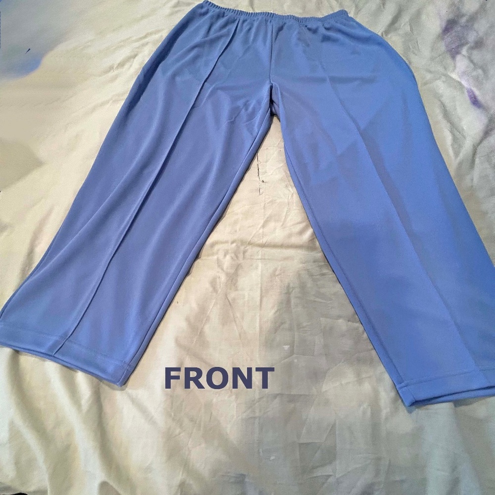 PANTS KNIT, DUSTY CORNFLOWER BLUE, SIZE 32W, WRINKLE & STAIN RESISTANT, ELASTIC